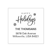 Prettige feestdagen Script Family Retouradres Rubberstempel (Afrduk)