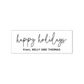 Prettige Feestdagen Script Naam Minimaal Design Rubberstempel (Afrduk)