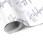 prettige feestdagen Script Name Blue White Winter Cadeaupapier (Rol Hoek)