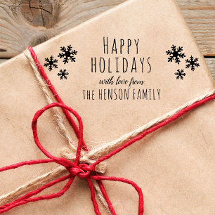 Prettige Feestdagen Script Sneeuwvlokken Kerstmis Rubberstempel