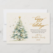 Prettige feestdagen Scriptkerstboom voor Waterverf Feestdagenkaart (Voorkant)