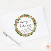 Prettige feestdagen Scriptversie | Retouradres vak Ronde Sticker (Envelop)