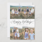 Prettige feestdagen Scriptwit Multi Photo Feestdagenkaart (Voorkant)