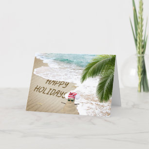 prettige feestdagen Seashore met Zand Man Kaart