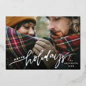 prettige feestdagen Silver Foil Script Holiday Kaa Folie Uitnodiging (Voorkant)