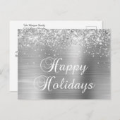 prettige feestdagen Silver Glittery Faux Folie (Voorkant / Achterkant)