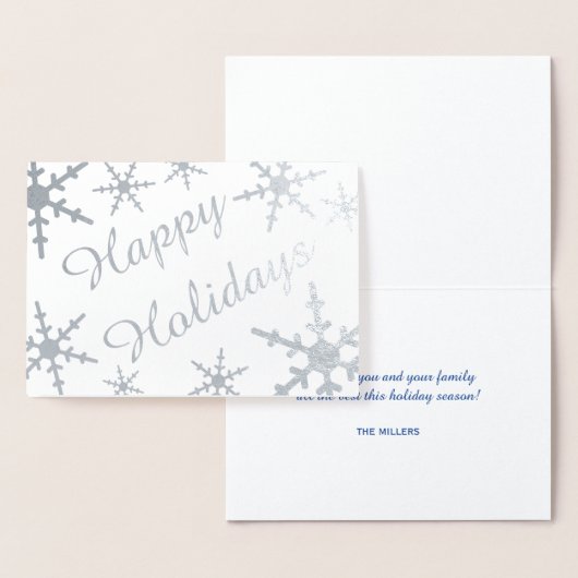 Prettige feestdagen Silver Script Snowflakes Folie Kaarten (Display)