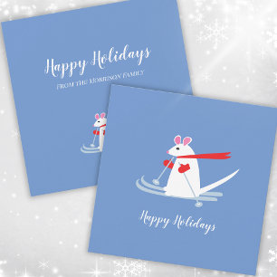 Prettige Feestdagen Ski Muis Kerst Groet Kaart