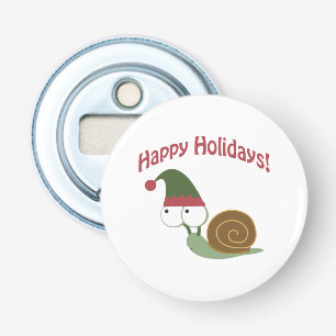 prettige feestdagen! Snail Elf Button Flesopener