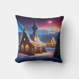 Prettige feestdagen sneeuwcabine en kerstbomen kussen