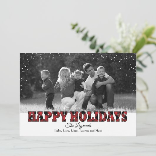 prettige feestdagen sneeuwkaart | Buffalo Play Feestdagenkaart (Staand voorkant)