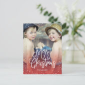 prettige feestdagen Sneeuwkerstfoto RED (Staand voorkant)