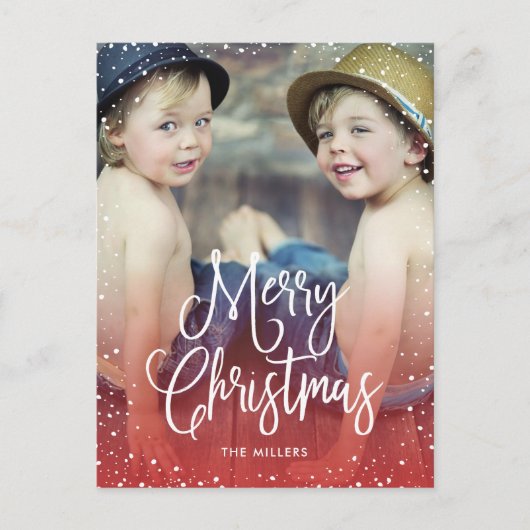 prettige feestdagen Sneeuwkerstfoto RED (Voorkant)