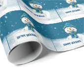 Prettige feestdagen Sneeuwman met bord Cadeaupapier (Rol Hoek)