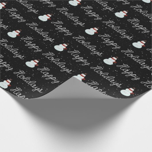 prettige feestdagen sneeuwpop en touwtekst op zwar cadeaupapier (Hoek)