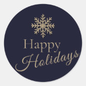 Prettige feestdagen Sneeuwvlok Vakantie Ronde Stic Ronde Sticker (Voorkant)