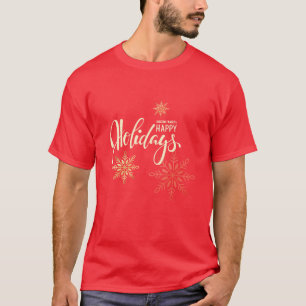 prettige feestdagen sneeuwvlokken voor kerstgoud r t-shirt