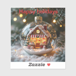 Prettige feestdagen · snoep opslaan in een wereldb sticker