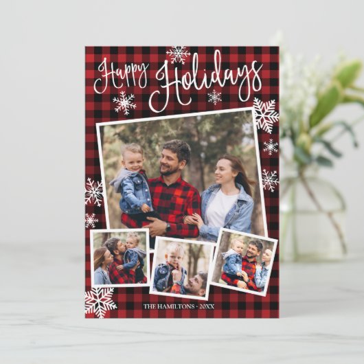 prettige feestdagen Snowflake 4 Foto's Collage Rus Kaart (Staand voorkant)