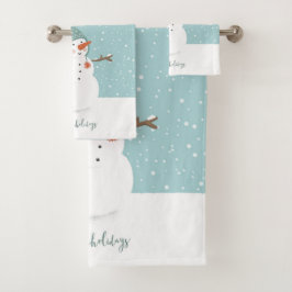 prettige feestdagen Snowman Bad Handdoek