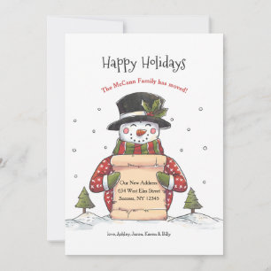 Prettige feestdagen Snowman Bewegende aankondiging