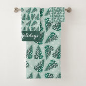 prettige feestdagen Snowy kerstboompatroon Bad Handdoek (Insitu)