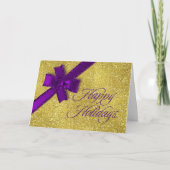 prettige feestdagen Sparkly Gold met Paarse Glitte (Voorkant)