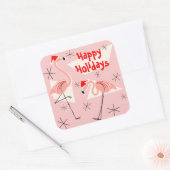 Prettige feestdagen sticker Flamingo Santas Roze (Envelop)