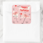 Prettige feestdagen sticker Flamingo Santas Roze (Tas)