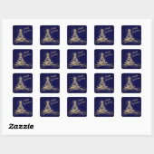 Prettige feestdagen Sticker Navy, Goud Verlichte B (Vel)