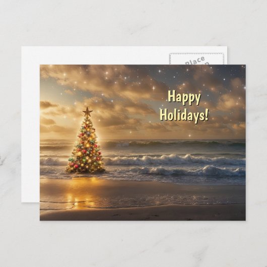 Prettige feestdagen Strand Kustoceaan (Voorkant / Achterkant)