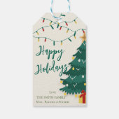prettige feestdagen String Lights Cute Kerstmis Cadeaulabel (Achterkant)