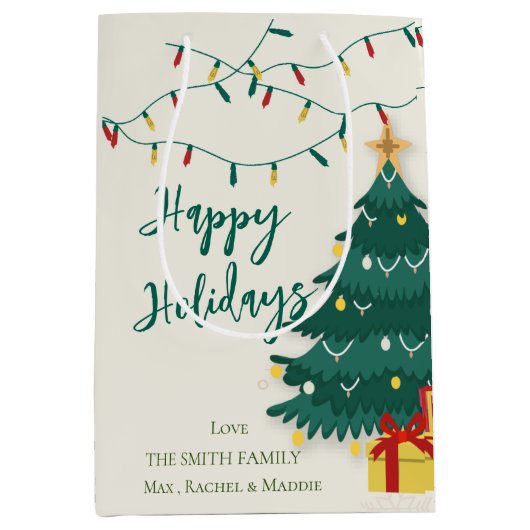 prettige feestdagen String Lights Cute Kerstmis Medium Cadeauzakje (Voorkant)