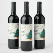 prettige feestdagen String Lights Cute Kerstmis Wijn Etiket (Flessen)