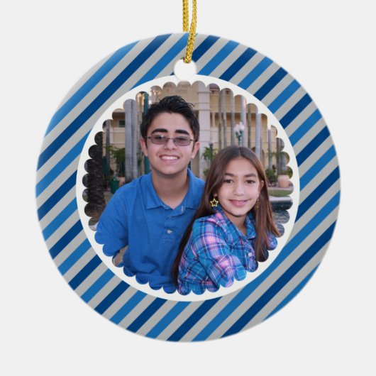 prettige feestdagen Stripes Photo Ornament (Voorkant)