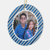 prettige feestdagen Stripes Photo Ornament (Links)