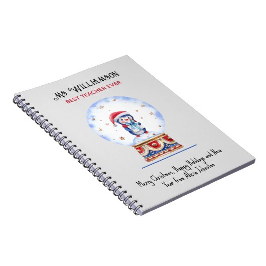 Prettige feestdagen Teacher Custom, Best (titel) O Notitieboek (Rechterzijde)