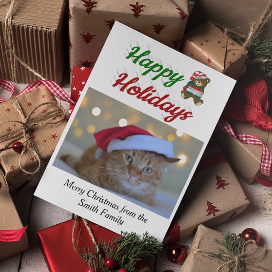 prettige feestdagen Teddy Bear-kerstfotoscript Feestdagenkaart