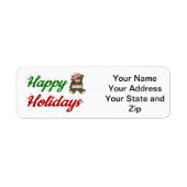prettige feestdagen Teddy Bear-kerstscript Etiket (Voorkant)
