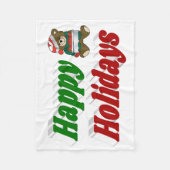 prettige feestdagen teddy Bear-kersttypografie Fleece Deken (Voorkant)
