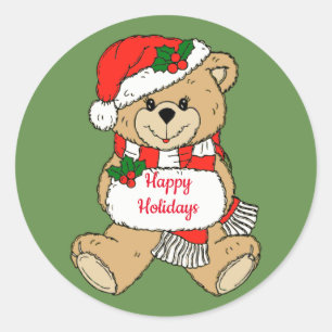 Prettige feestdagen Teddy Bear Ronde Sticker