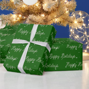 prettige feestdagen tekst en sneeuwvlokken cadeaupapier