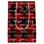 prettige feestdagen tekst in sneeuwvlokken medium cadeauzakje (Achterkant)