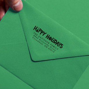 prettige feestdagen terugzendadres stempel