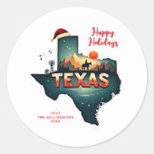 Prettige feestdagen Texas State Ronde Sticker (Voorkant)