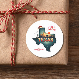 Prettige feestdagen Texas State Ronde Sticker