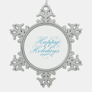 prettige feestdagen tin sneeuwvlok ornament