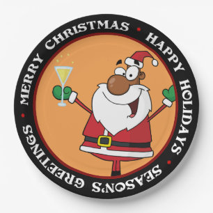 prettige feestdagen Toast van de Zwarte Kerstman Papieren Bordje