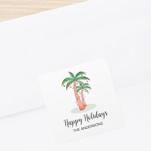 prettige feestdagen Tropische palmboom vierkant st Vierkante Sticker