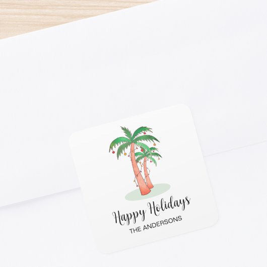 prettige feestdagen Tropische palmboom vierkant st Vierkante Sticker